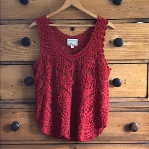 Anthropologie Sheer Embroidered Top